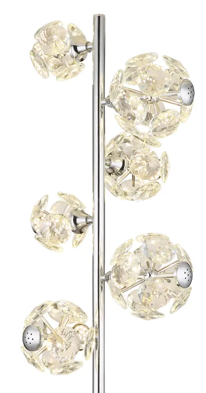Virina Chrom stehlampe Von Globo Lighting - Med en perfekt balans mellan modern design och funktionalitet blir Virina ett lyxigt blickf&aring;ng som f&ouml;rh&ouml;jer rummets karakt&auml;r och skapar unika ljusmoment.