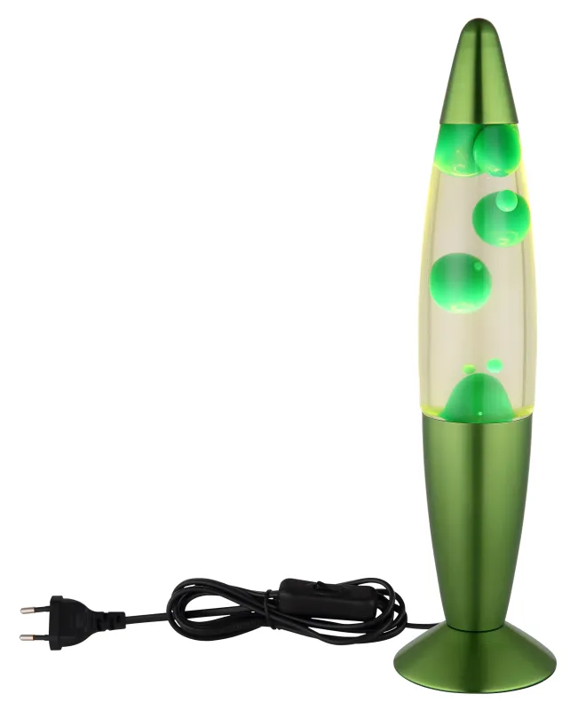 Etna Grün kinderlampe Von Globo Lighting - Etna &auml;r en fascinerande lavalampa med klar v&auml;tska och gr&ouml;nt vax som sm&auml;lter l&aring;ngsamt och skapar hypnotiska ljuseffekter.
