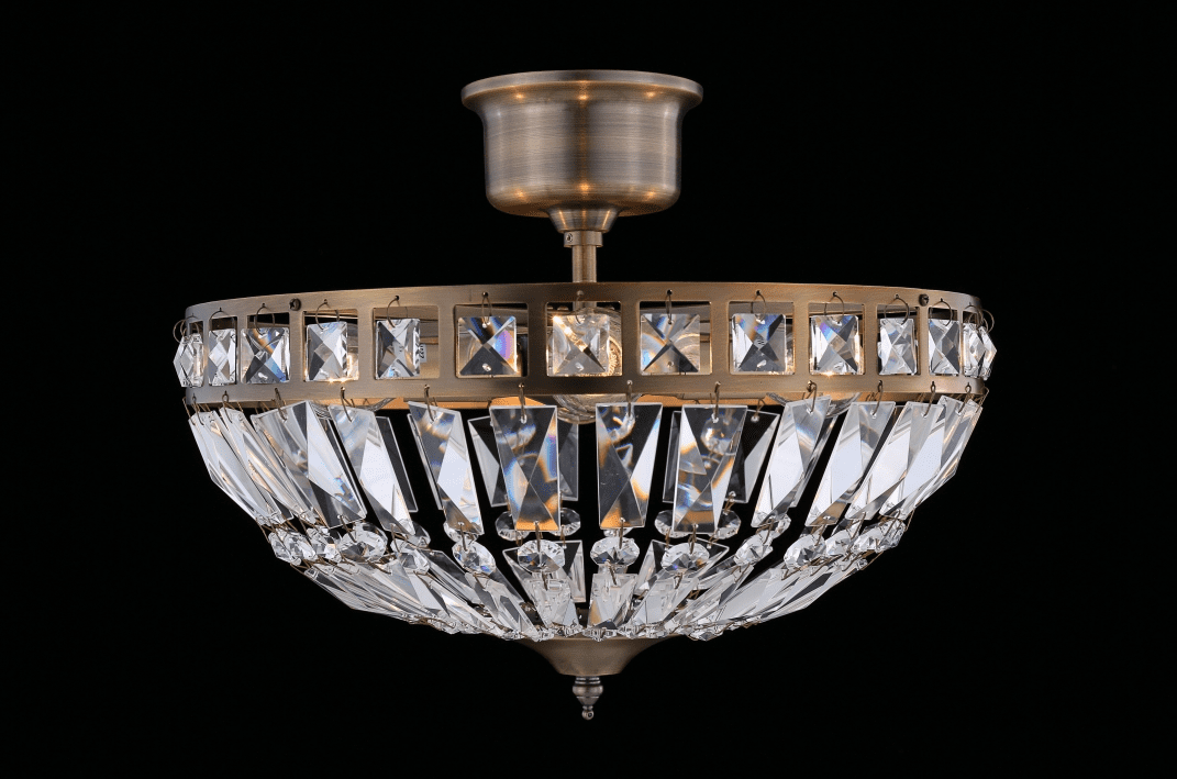 Flores Ø35 Antikes Messing kristall Von Norrsken Design - Die Deckenleuchte Flores in Antikmessing ist eine elegante und edle Lichtquelle, die mit ihrem modernen Design und den exklusiven Details jeden Raum verschönert.