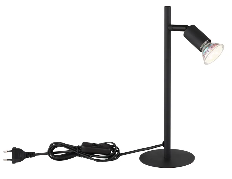 Matrix 30cm Schwarz schreibtischlampe Von Globo Lighting - Den runda basen och det raka metallr&ouml;ret i mattsvart ger ett modernt och elegant uttryck.