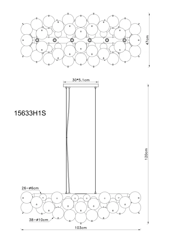 Udo 120cm Rauchfarben hängelampe Von Globo Lighting - Den mattsvarta metallen ger lampan en sofistikerad och modern k&auml;nsla.