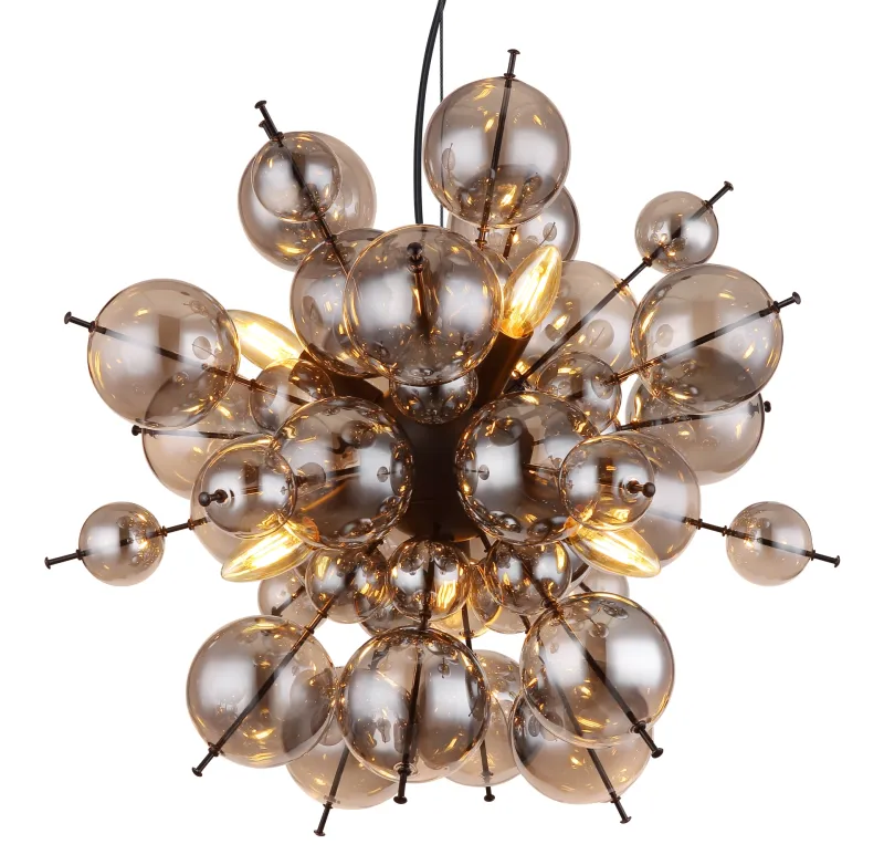 Udo Ø55 Rauchfarben hängelampe Von Globo Lighting - Dess unika design imponerar med en rund form d&auml;r eleganta metallst&auml;nger sammanl&auml;nkas med dekorativa kulor i olika storlekar.
