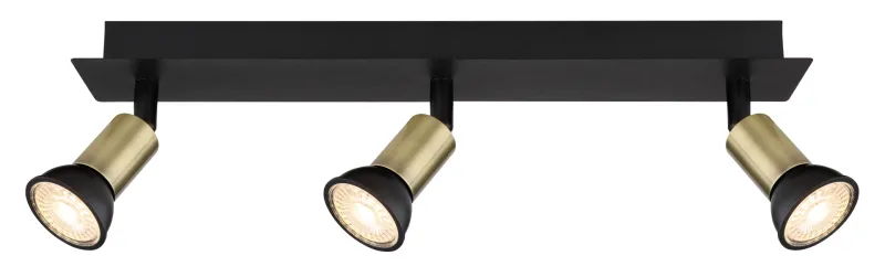 Drew 3 Gold spotlight Von Globo Lighting - Drew &auml;r en stilren takspotlight som imponerar med sin design i mattsvart och guld.
