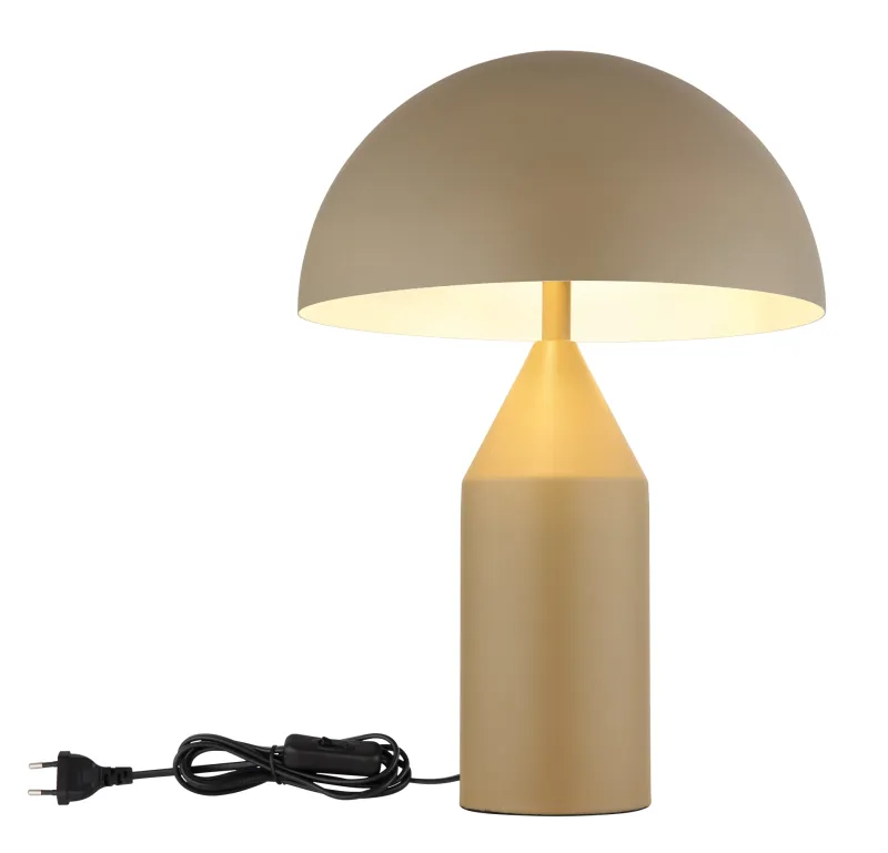 Atoma 40cm Sand tischlampe Von Globo Lighting - Sk&auml;rmen i matt, sandf&auml;rg och vitt skapar en harmonisk kontrast och ger en behaglig ljusspridning.