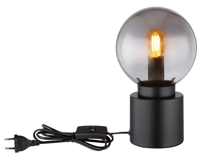 Marka 25cm Schwarz tischlampe Von Globo Lighting - Den praktiska str&ouml;mbrytaren p&aring; sladden g&ouml;r den enkel att anv&auml;nda, och med sin kompakta storlek passar den perfekt p&aring; alla ytor.