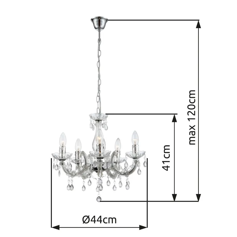 Cuimbra Ø45 Chrom kristall Von Globo Lighting - Med sina krompl&auml;terade detaljer och klarglas skapar den en lyxig glans och en stilfull atmosf&auml;r.