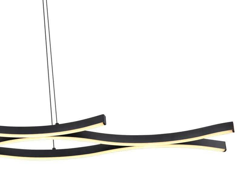 Geronimo 108cm Schwarz hängelampe Von Globo Lighting - Lampan &auml;r tillverkad av metall, aluminium och har en opalf&auml;rgad plastsk&auml;rm som ger en stilren och harmonisk estetik.