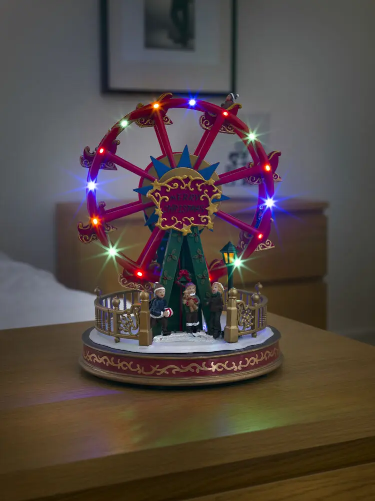 Mechanische Weihnachtsdekoration Mit Riesenrad 30cm Mehrfarbig Von Konstsmide - Transformator mit 1,8 m langem schwarzem Kabel und Stecker im Lieferumfang enthalten.