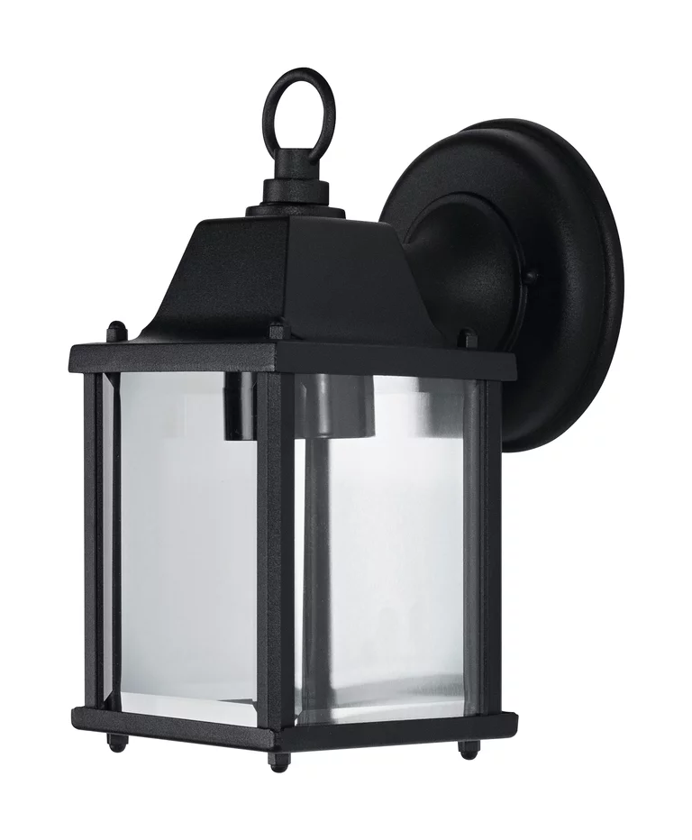 Lantern Square S Schwarz außenlampe Von Ledvance - Sie besteht aus langlebigem Aluminiumdruckguss und verf&uuml;gt &uuml;ber einen Schirm aus klarem Glas, der ein sch&ouml;nes und einladendes Licht verbreitet.