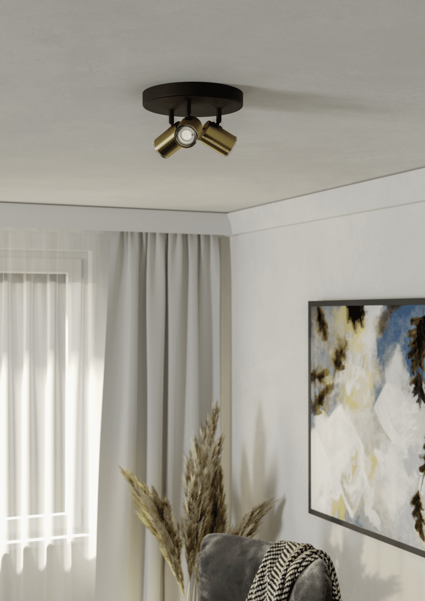Consuma 3 Gold spotlight Von Eglo - Ideal, um Details im Raum hervorzuheben oder gezielte Beleuchtung zu schaffen, beispielsweise im Flur, in der K&uuml;che oder im Wohnzimmer.