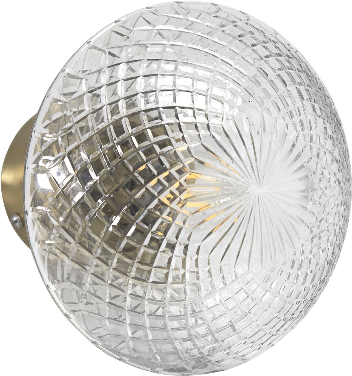 Juliette Messing wandlampe Von PR Home - Die Lampe besteht aus handgeschliffenem Glas, das auf der Oberfl&auml;che wundersch&ouml;ne Reflexionen erzeugt.