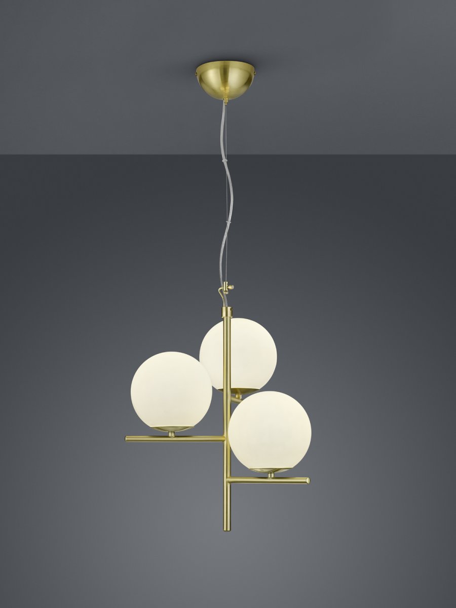 Pure Ø40 Mattes Messing hängelampe Von Trio Lighting - Die Farbkombination aus mattem Messing mit weißem Glas ist zeitlos und passt perfekt zu allen Wohnstilen.
