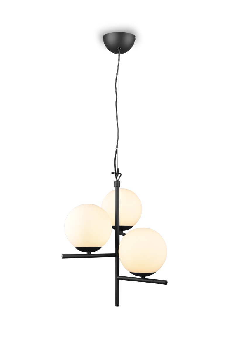Pure Ø40 Schwarz hängelampe Von Trio Lighting - Die zeitlose Farbkombination aus mattschwarzem und weißem Glas passt perfekt zu allen Wohnstilen.