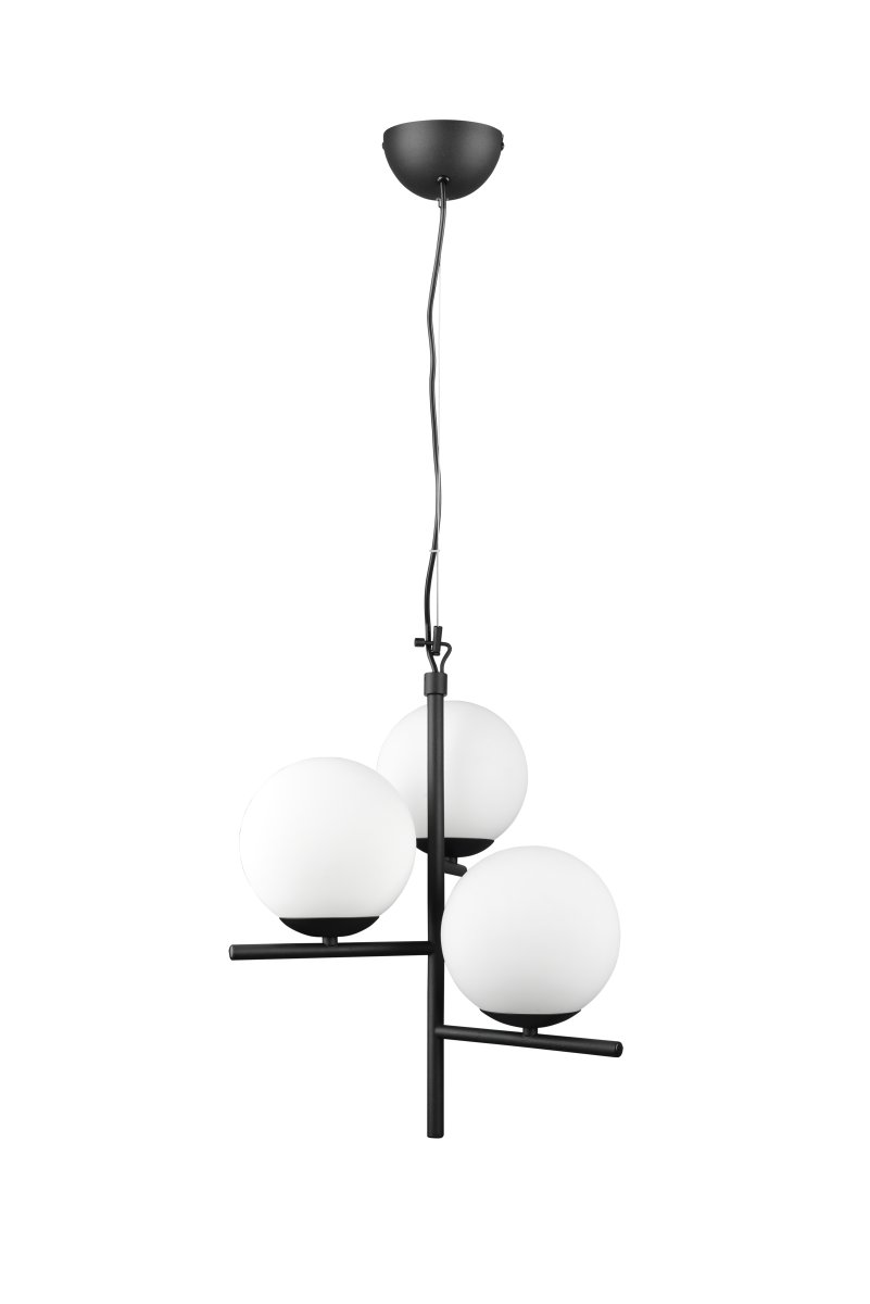 Pure Ø40 Schwarz hängelampe Von Trio Lighting - Die zeitlose Farbkombination aus mattschwarzem und weißem Glas passt perfekt zu allen Wohnstilen.