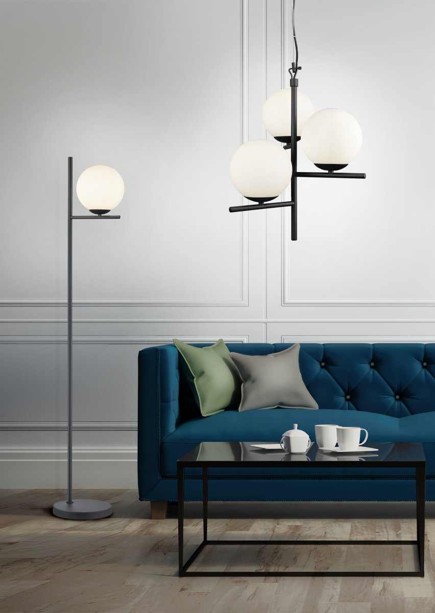 Pure Ø40 Schwarz hängelampe Von Trio Lighting - Die zeitlose Farbkombination aus mattschwarzem und weißem Glas passt perfekt zu allen Wohnstilen.
