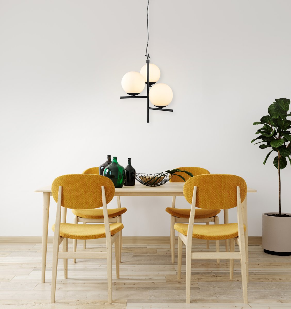 Pure Ø40 Schwarz hängelampe Von Trio Lighting - Die zeitlose Farbkombination aus mattschwarzem und weißem Glas passt perfekt zu allen Wohnstilen.