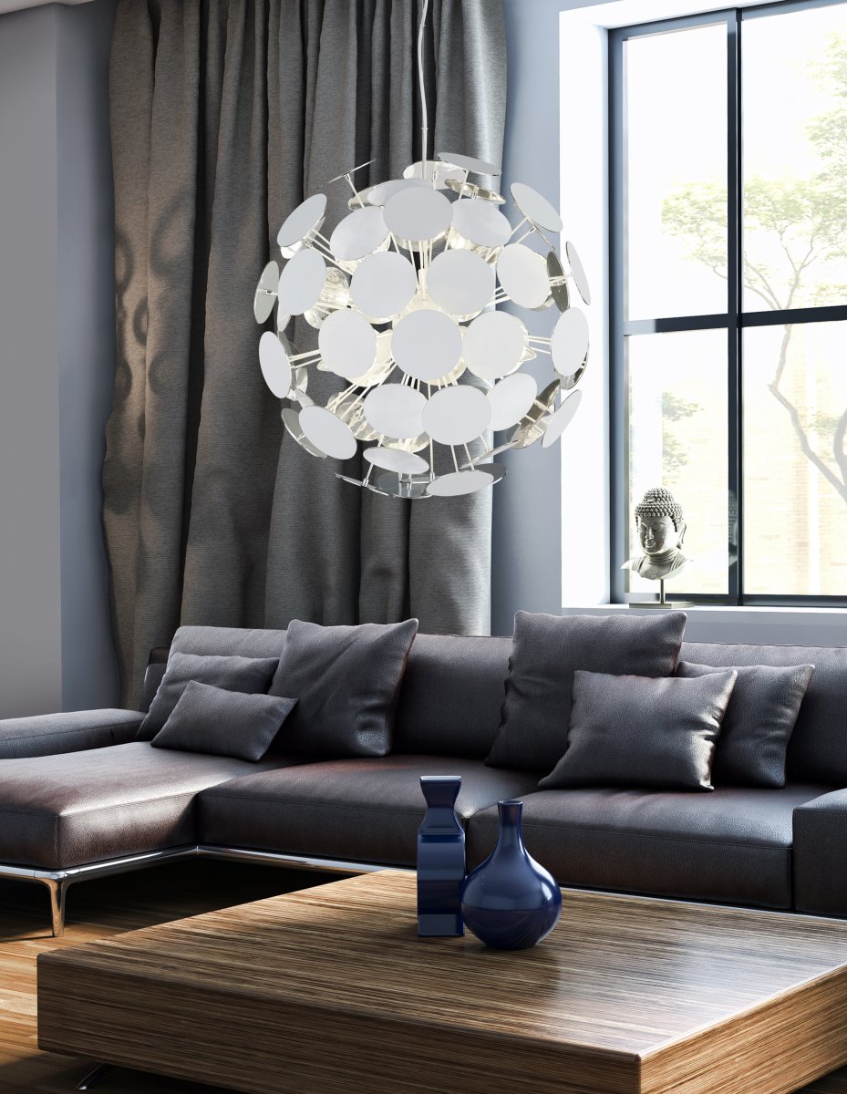 Discalgo Ø54 Weiß hängelampe Von Trio Lighting - Mit etwas Fantasie kann die Lampe einer Pusteblume ähneln und passt somit perfekt in einen kreativen Einrichtungsstil.