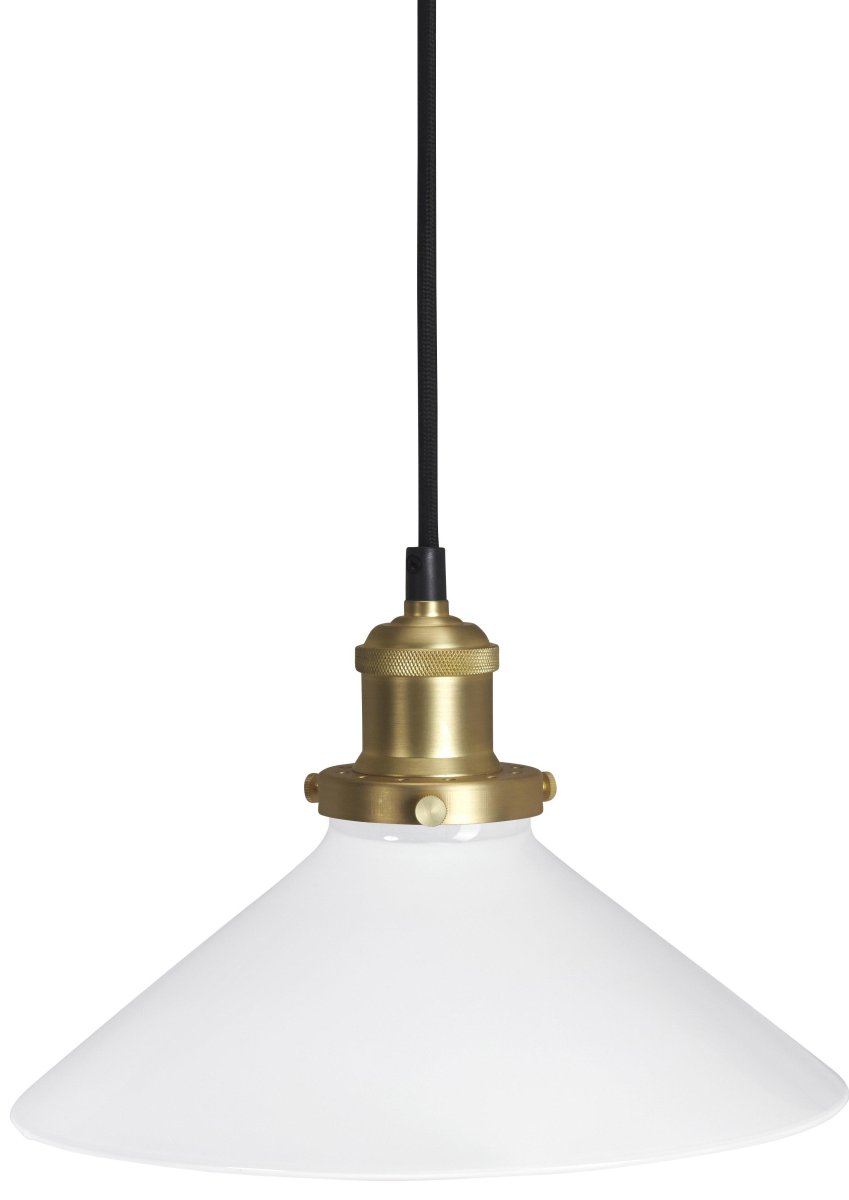 August Ø25 Weiß fensterlampe Von PR Home - Die Lampe wird mit einem 3 Meter langen schwarzen Textilkabel geliefert und verf&uuml;gt &uuml;ber einen Wandstecker und einen Netzschalter.