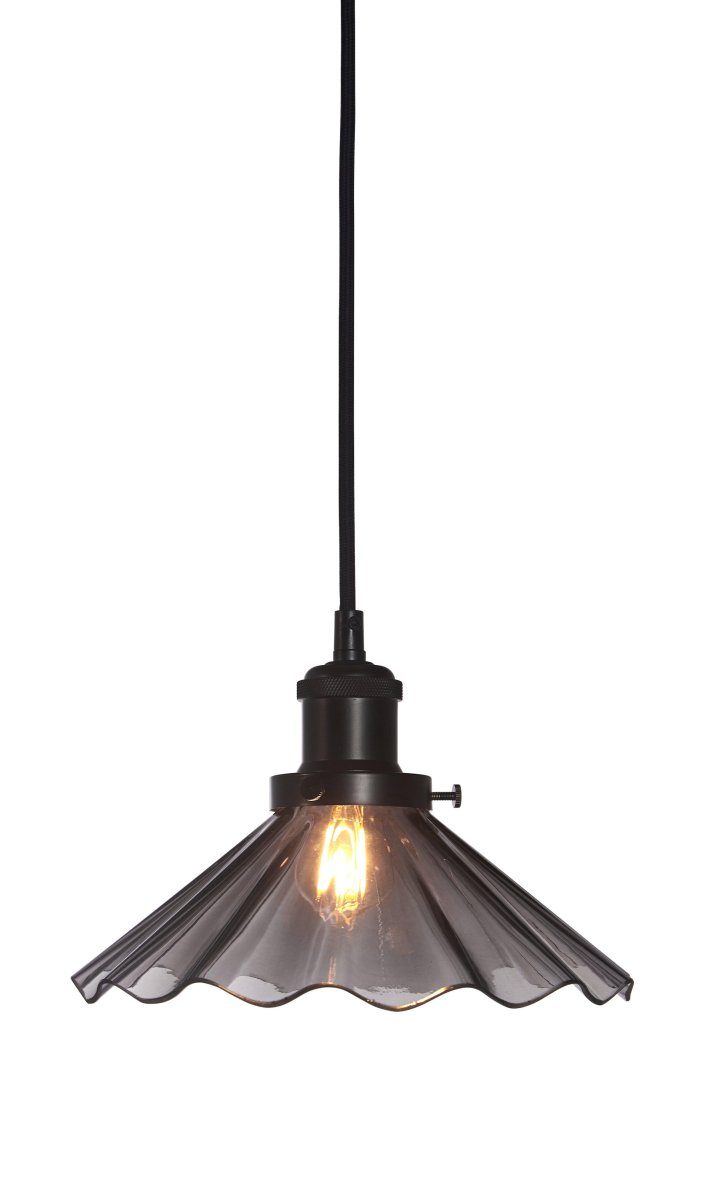 August Ø25 Schwarz fensterlampe Von PR Home - Die Lampe wird mit einem 3 Meter langen schwarzen Textilkabel geliefert und verf&uuml;gt &uuml;ber einen Wandstecker und einen Netzschalter.
