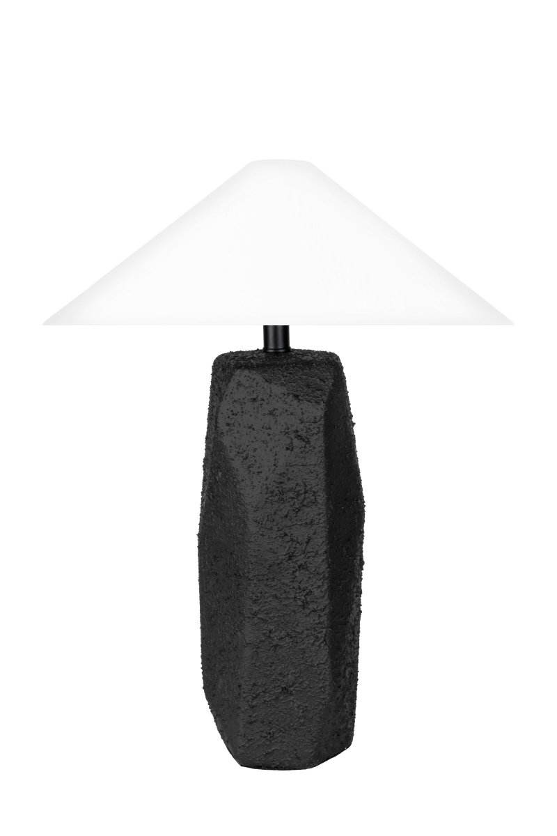 Massi 56cm Schwarz tischlampe Von Globen Lighting - Der wei&szlig;e Lampenschirm aus Baumwolle hat einen unteren Durchmesser von 40 cm, einen oberen Durchmesser von 5 cm und eine H&ouml;he von 14 cm.