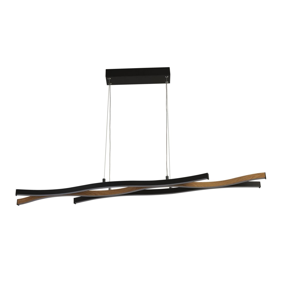 Bloom 108cm Schwarz hängelampe Von Searchlight - Die Bloom-Pendelleuchte aus schwarzem Metall und Holzoptik ist ein beeindruckendes Einrichtungsdetail, das Stil und Funktion vereint und Ihr Wohnzimmer oder Esszimmer aufwertet.
