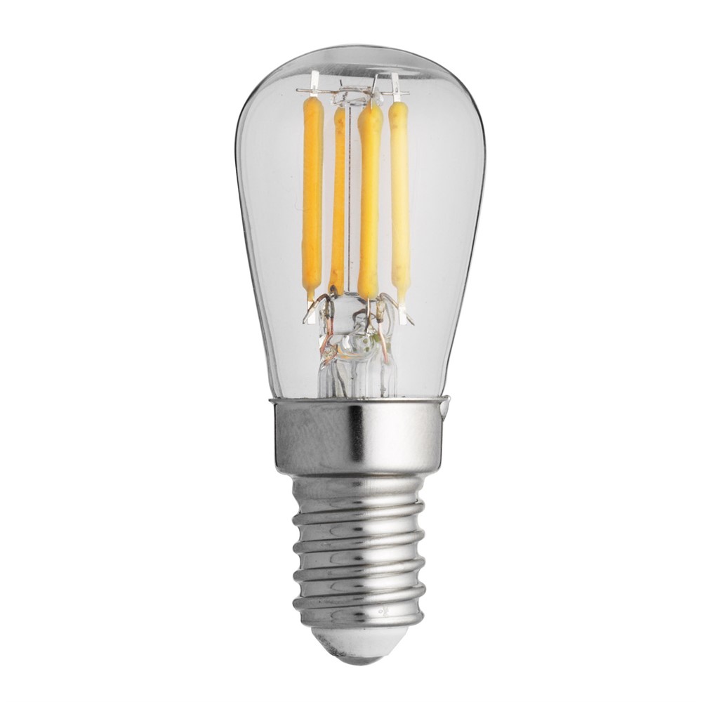 E14 Birnenlampe 3,3W 2200K Dimmbar Transparent Von Unison - Diese P&auml;ron-LED-Lampe mit klarem E14-Sockel hat eine Leistung von 3,3 W und eine Farbtemperatur von 2200 K.