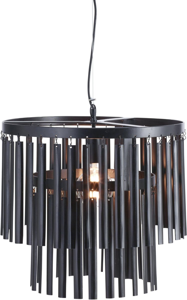 Marlow Ø45 Schwarz hängelampe Von PR Home - Kronleuchter Marlow, moderner Kronleuchter aus schwarzem Metall mit h&auml;ngenden Metallst&auml;ben in 2 Ebenen.