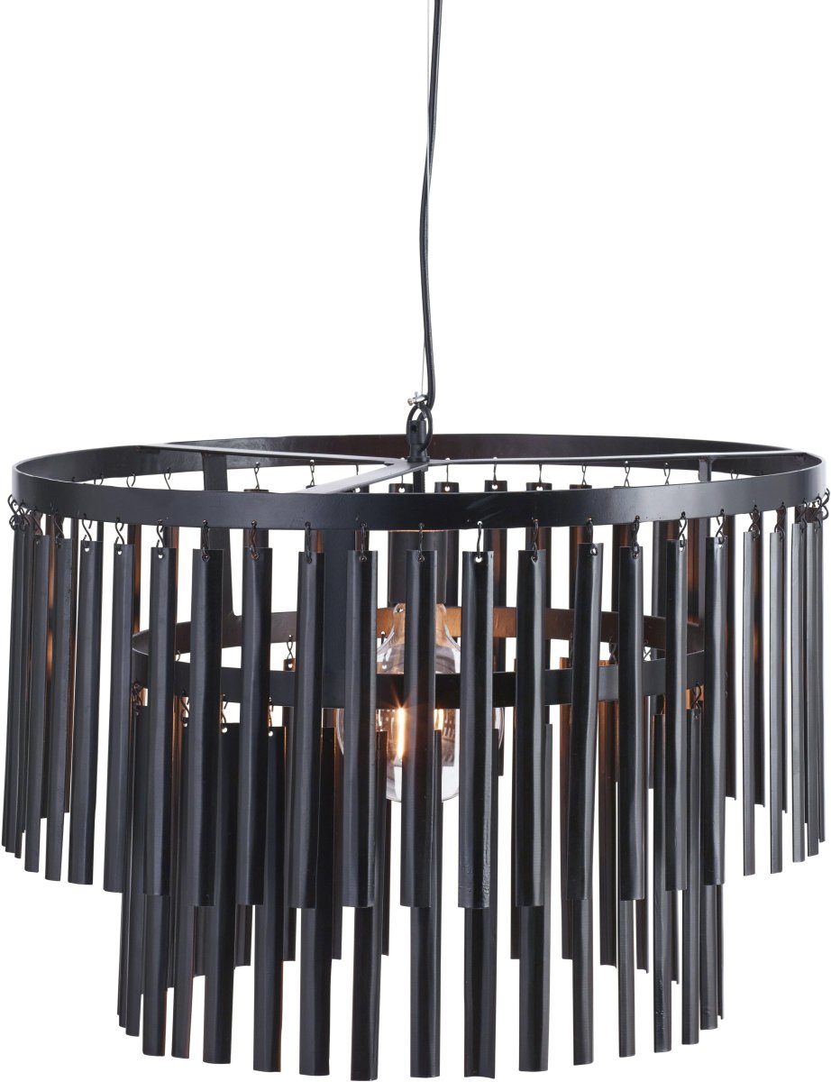 Marlow Ø60 Schwarz hängelampe Von PR Home - Kronleuchter Marlow, moderner Kronleuchter aus schwarzem Metall mit h&auml;ngenden Metallst&auml;ben in 2 Ebenen.