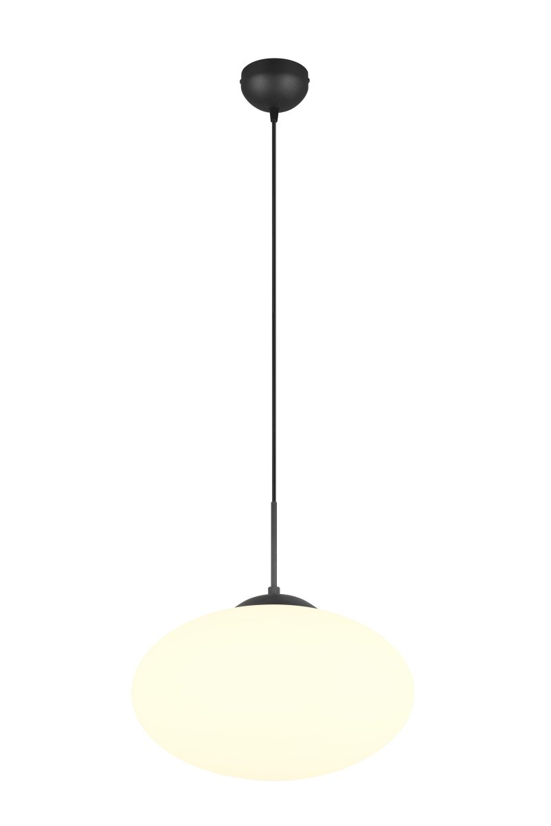 Fomento Ø40 Schwarz hängelampe Von Trio Lighting - Die Kombination aus mattschwarzem und weißem Glas erzeugt ein Gefühl von Luxus und Eleganz.