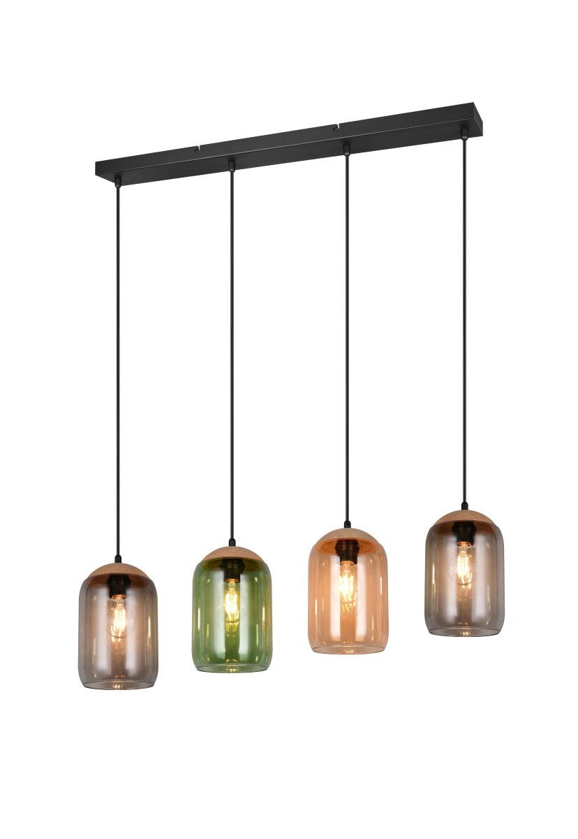 Cork 90cm Mehrfarbig hängelampe Von Trio Lighting - Der Materialmix aus Kork, Glas und Metall sorgt für eine perfekte Balance zwischen modernem Design und der Schönheit der Natur und schafft eine ruhige und harmonische Umgebung.
