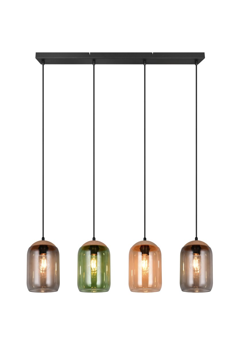 Cork 90cm Mehrfarbig hängelampe Von Trio Lighting - Der Materialmix aus Kork, Glas und Metall sorgt für eine perfekte Balance zwischen modernem Design und der Schönheit der Natur und schafft eine ruhige und harmonische Umgebung.