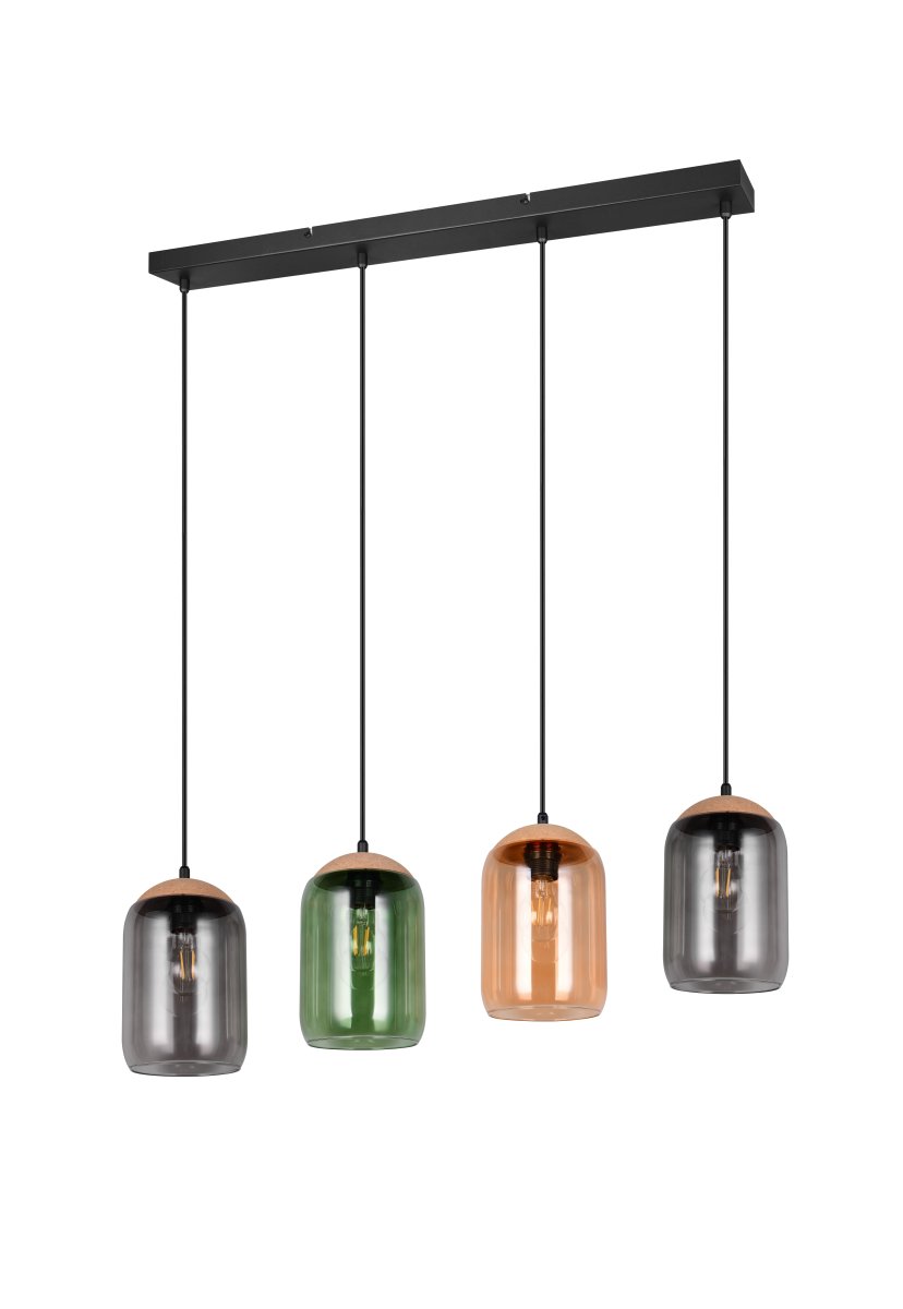 Cork 90cm Mehrfarbig hängelampe Von Trio Lighting - Der Materialmix aus Kork, Glas und Metall sorgt für eine perfekte Balance zwischen modernem Design und der Schönheit der Natur und schafft eine ruhige und harmonische Umgebung.