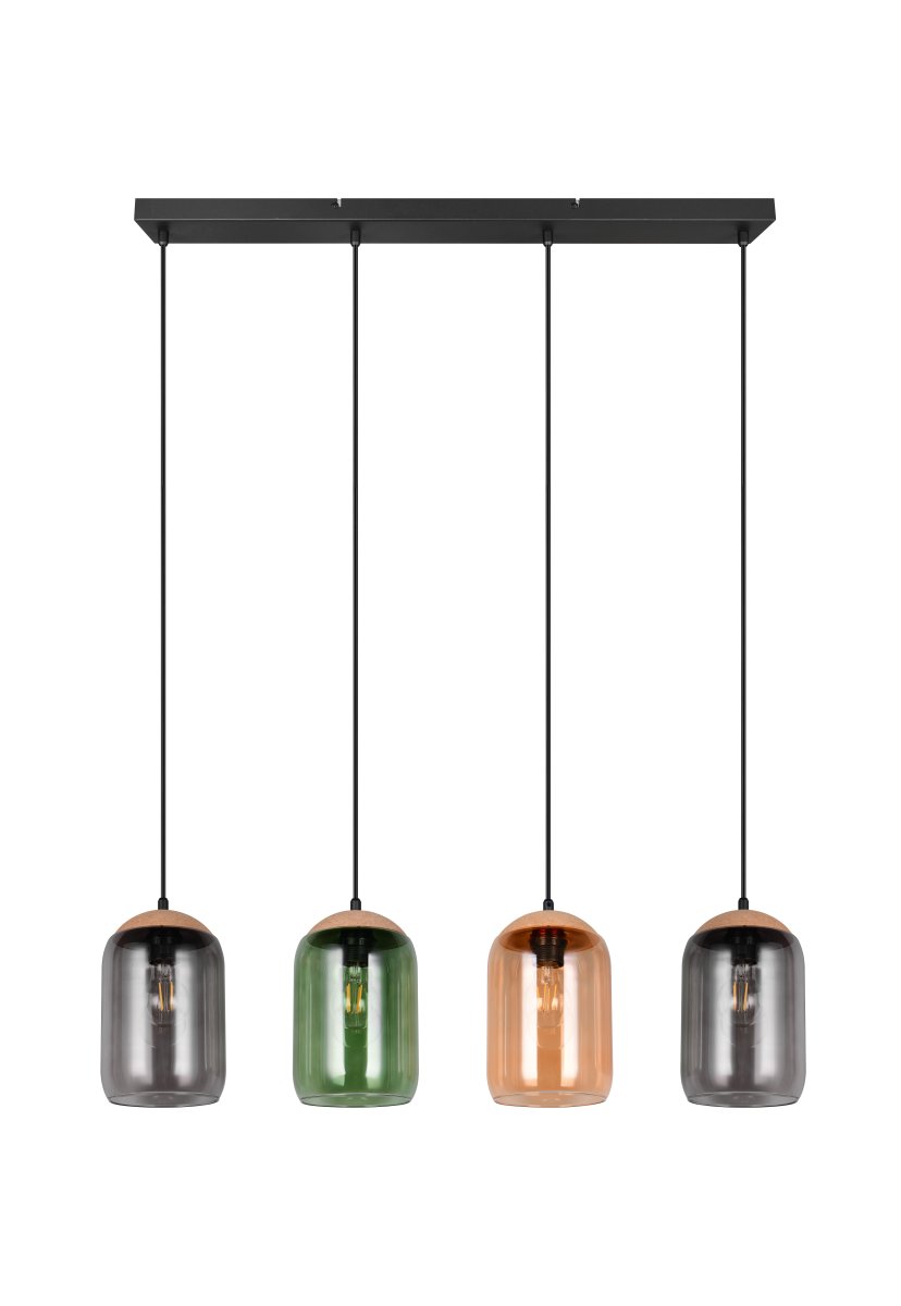 Cork 90cm Mehrfarbig hängelampe Von Trio Lighting - Der Materialmix aus Kork, Glas und Metall sorgt für eine perfekte Balance zwischen modernem Design und der Schönheit der Natur und schafft eine ruhige und harmonische Umgebung.
