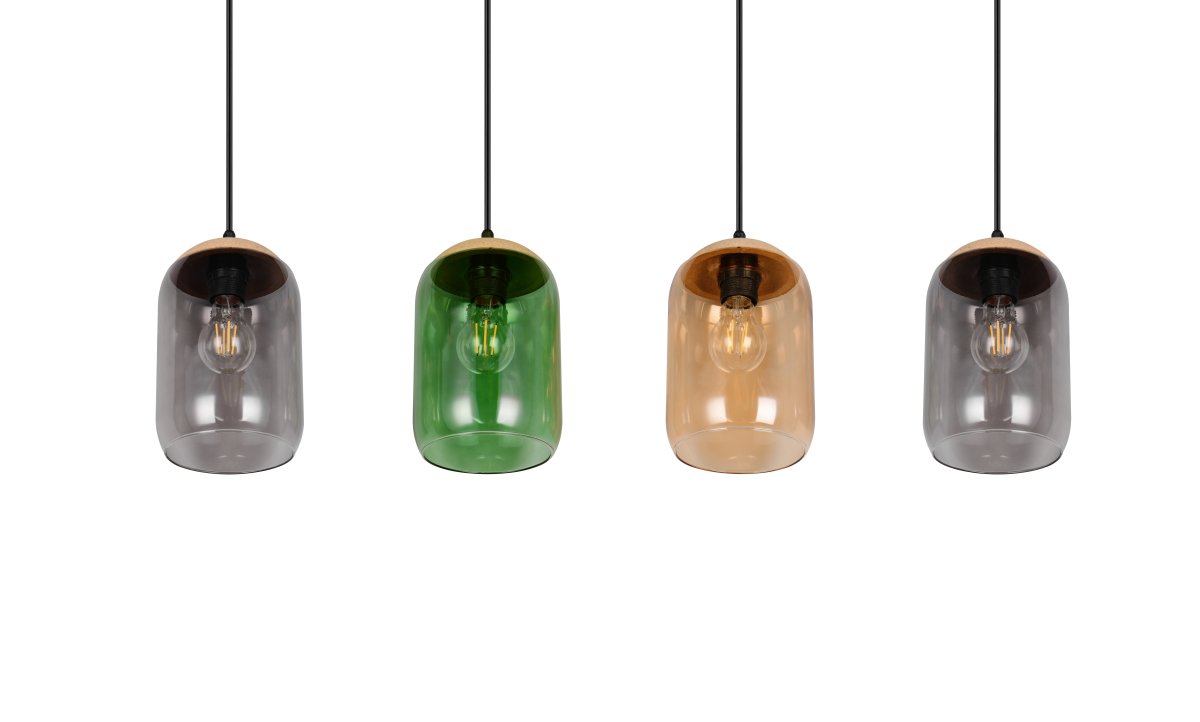 Cork 90cm Mehrfarbig hängelampe Von Trio Lighting - Der Materialmix aus Kork, Glas und Metall sorgt für eine perfekte Balance zwischen modernem Design und der Schönheit der Natur und schafft eine ruhige und harmonische Umgebung.