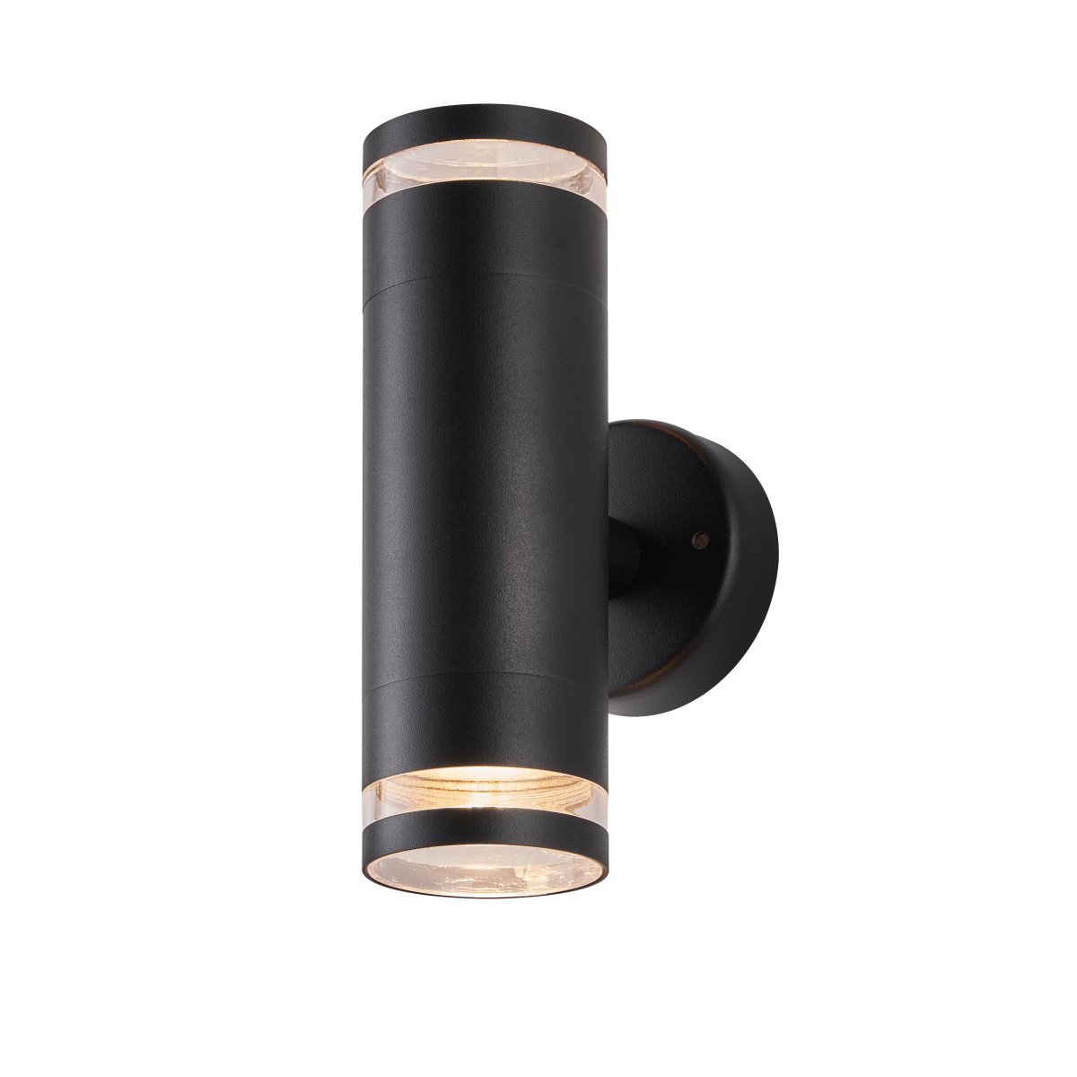 Cylinder duo Schwarz außenlampe Von Lampan - Lampan lyser fint b&aring;de upp och ner p&aring; v&auml;ggen.