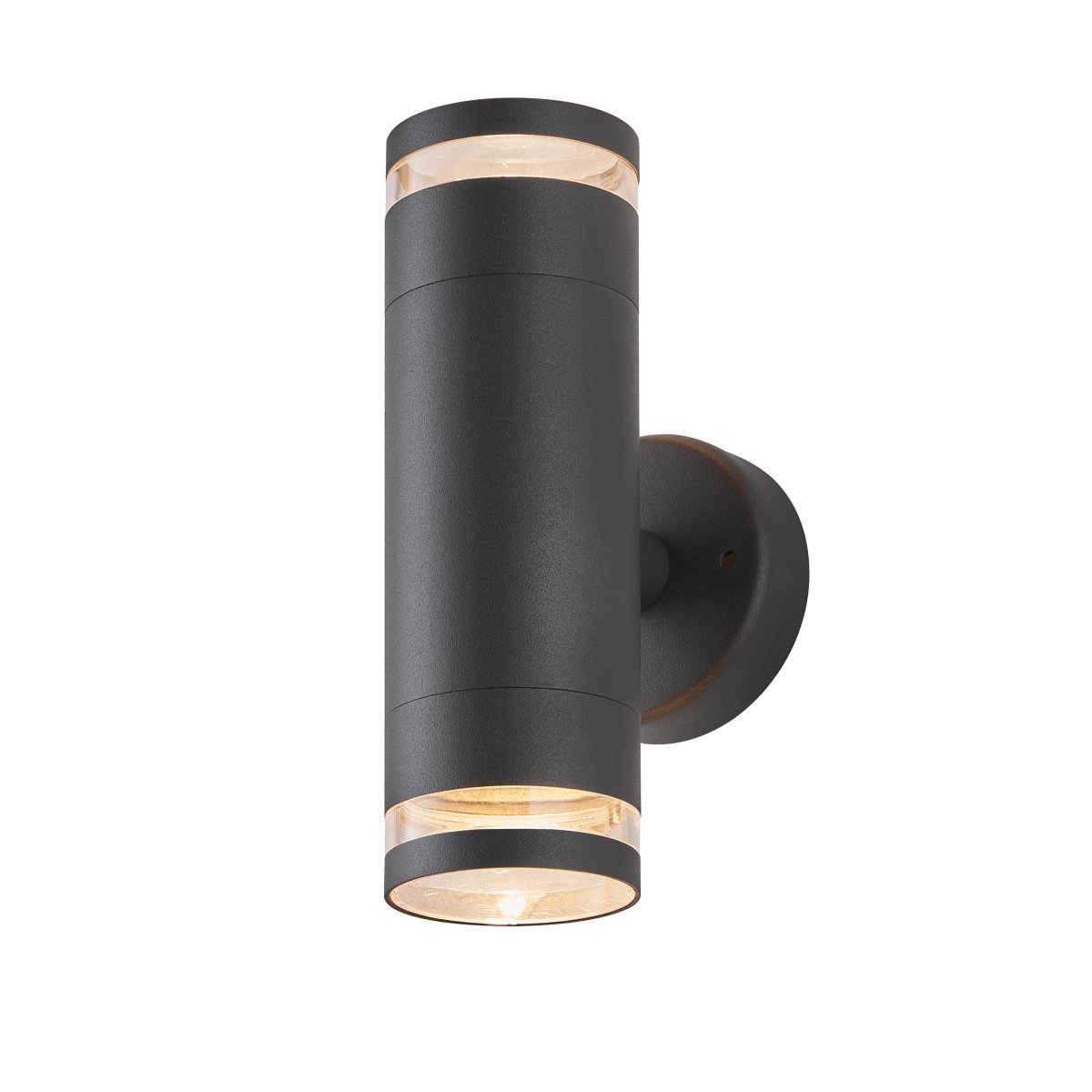Cylinder Duo Anthrazit außenlampe Von Lampan - Lampan lyser fint b&aring;de upp och ner p&aring; v&auml;ggen.