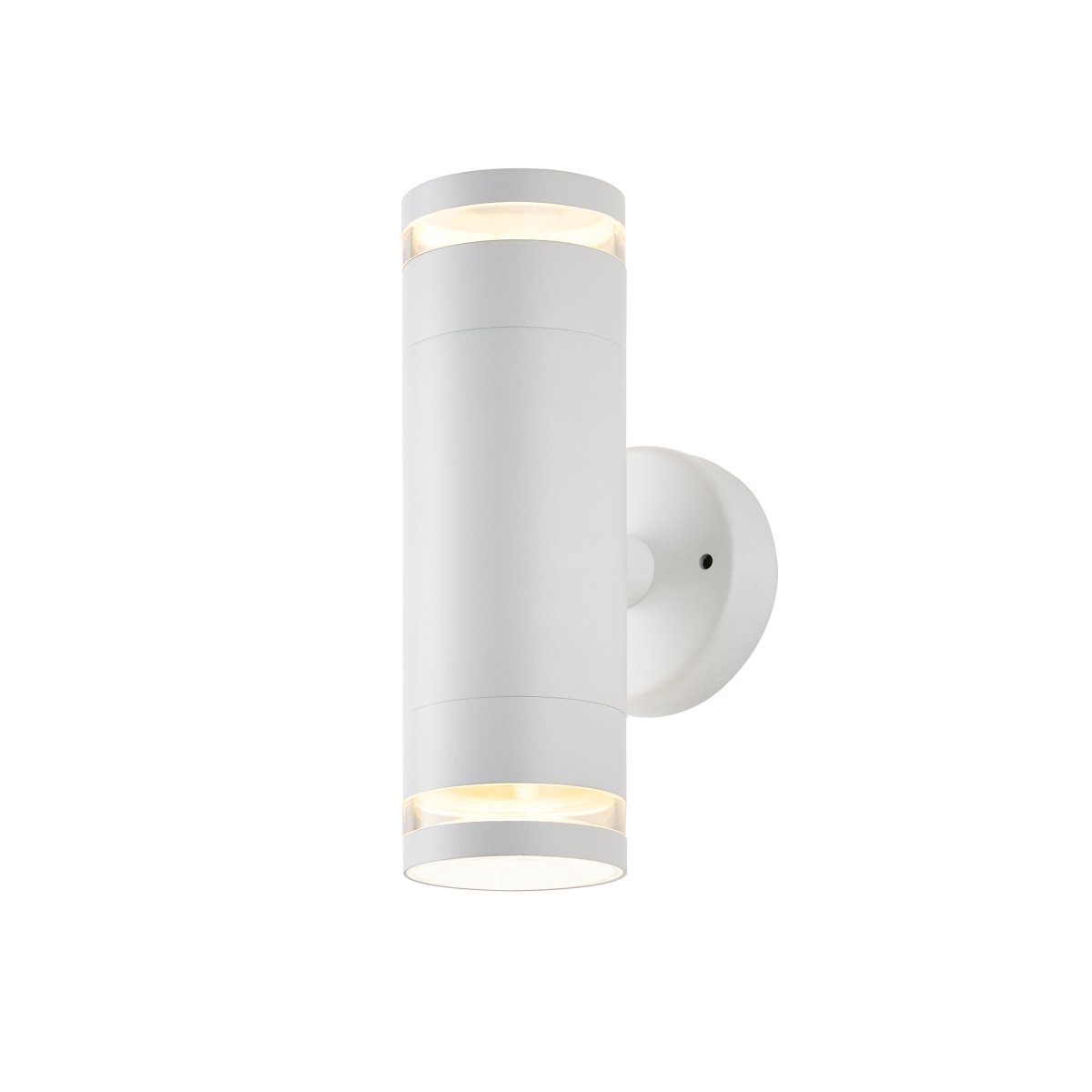 Cylinder Duo Weiß außenlampe Von Lampan - Lampan lyser fint b&aring;de upp och ner p&aring; v&auml;ggen.