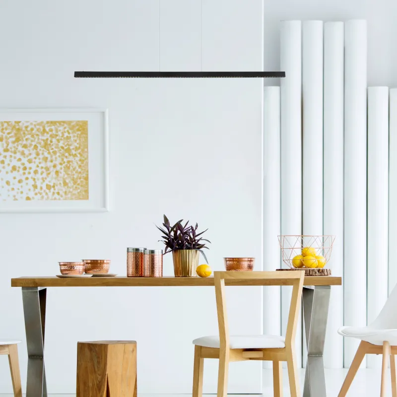 Dentsy 150cm Schwarz hängelampe Von Globo Lighting - Med den smidiga touchknappen f&ouml;r av/p&aring; och den stegl&ouml;sa touchdimmern kan du enkelt justera ljusstyrkan efter &ouml;nskem&aring;l.