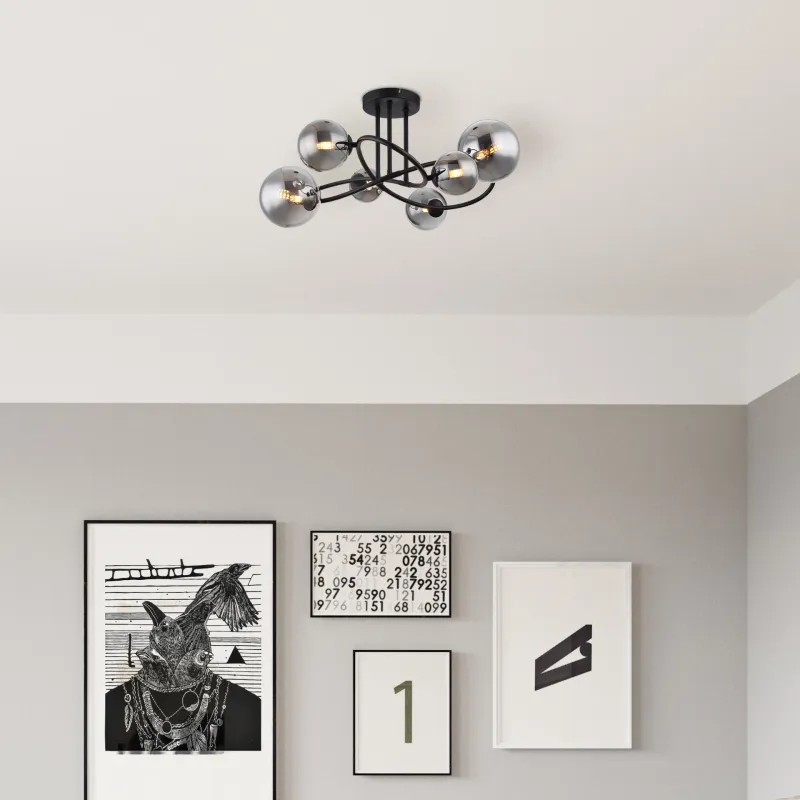 Riha 62cm Rauchfarben deckenleuchte Von Globo Lighting - Uppt&auml;ck Riha &ndash; en imponerande plafond som skapar en elegant atmosf&auml;r i ditt hem.