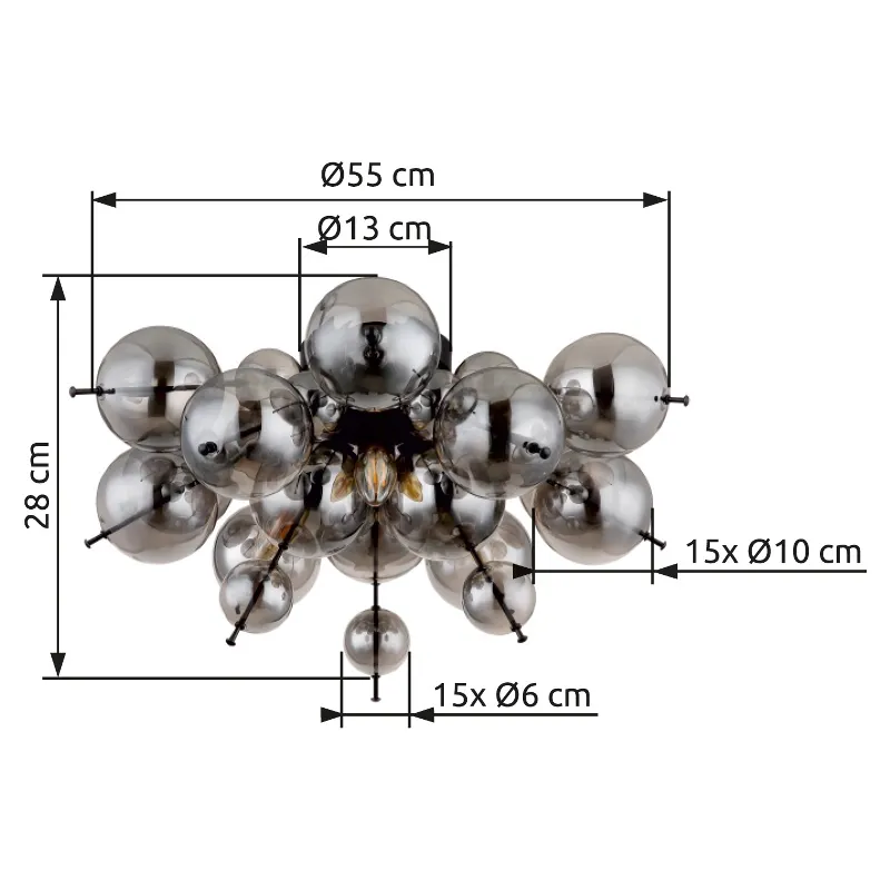 Udo Ø55 Rauchfarben deckenleuchte Von Globo Lighting - Perfekt f&ouml;r vardagsrum, sovrum eller matsalar d&auml;r den bidrar till en stilfull och inbjudande milj&ouml;.