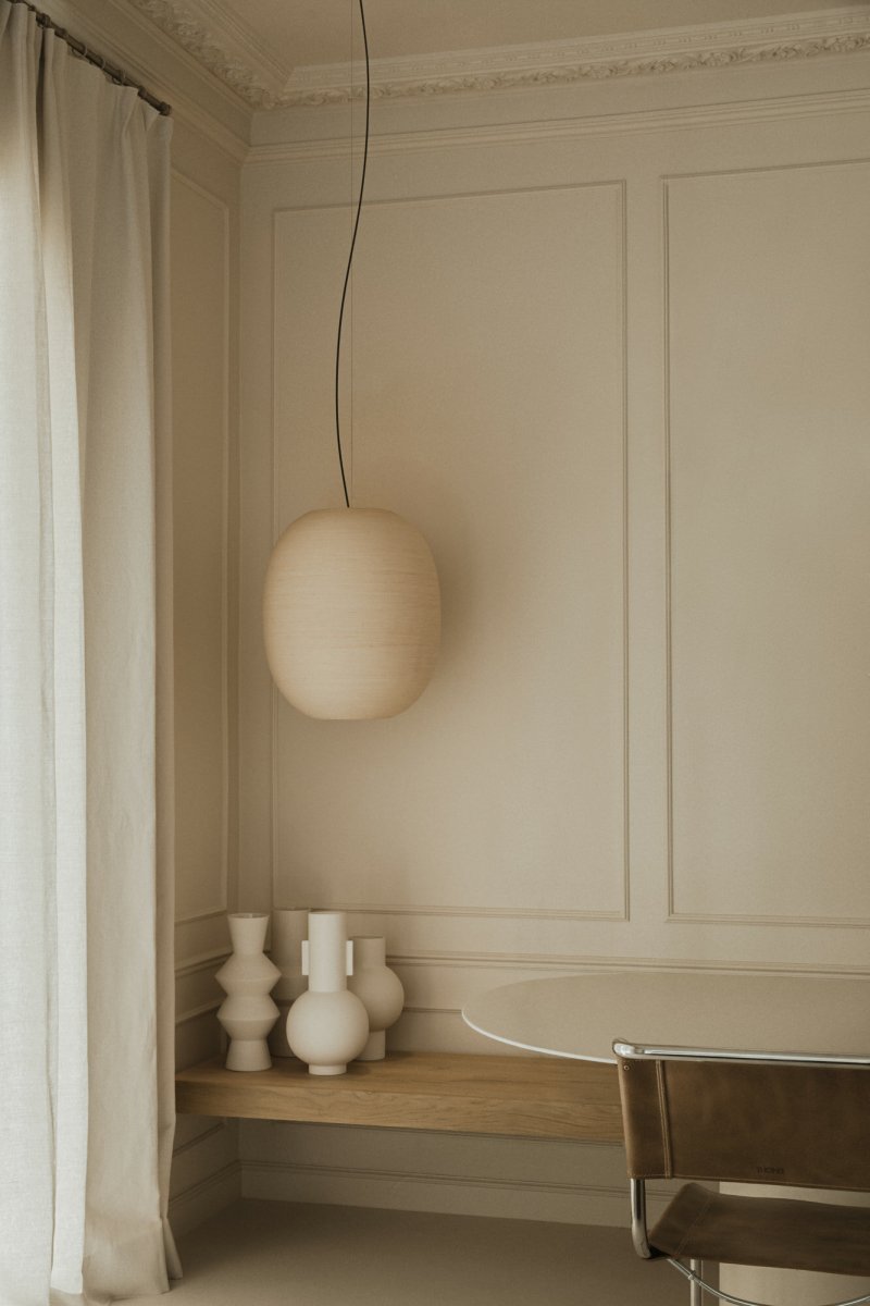 Tierra Ø47 Beige hängelampe Von Faro Barcelona - Verwenden Sie sie einzeln oder kombinieren Sie sie mit anderen Modellen der Tierra-Kollektion, um lebendige Lichtinstallationen mit Pr&auml;senz und nat&uuml;rlicher Eleganz zu schaffen.