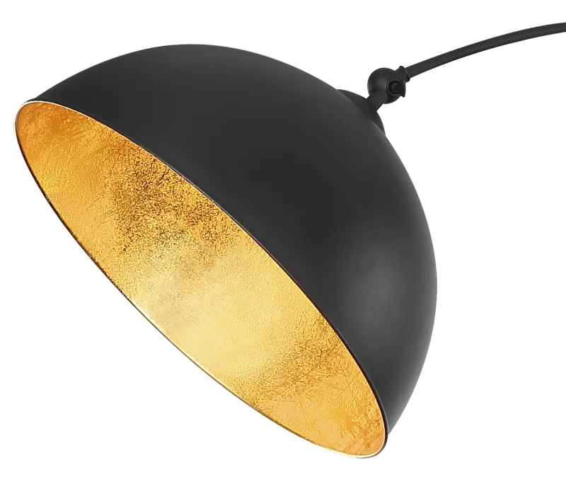 Gottfried Schwarz stehlampe Von Globo Lighting - Den mattsvarta basen och lampsk&auml;rmen skapar en stilren och tidl&ouml;s look, medan insidan i guldblad ger en varm och elegant ljuseffekt.