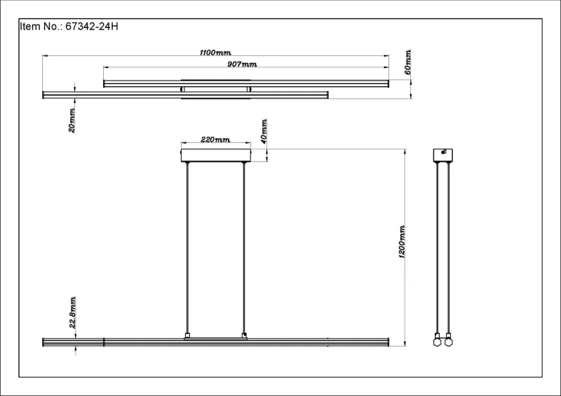 Kirina 110cm Schwarz hängelampe Von Globo Lighting - Den stilrena designen i kombination med h&ouml;gkvalitativa material g&ouml;r Kirina till det perfekta valet f&ouml;r dig som s&ouml;ker en b&aring;de estetisk och funktionell belysningsl&ouml;sning.