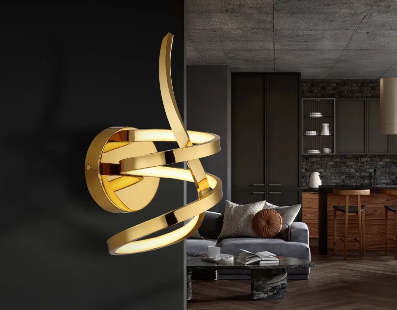 Iduna Ø35 Gold wandlampe Von Globo Lighting - Iduna &auml;r en v&auml;gglampa som f&ouml;renar elegant design med funktionell belysning och blir en stilfull detalj i varje rum.