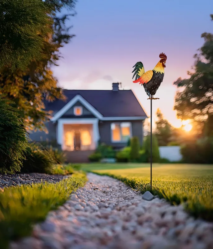 Rooster Mehrfarbig solarleuchte Von Globo Lighting - Den fungerar b&aring;de som en dekorativ detalj och en st&auml;mningsfull ljusk&auml;lla som ger din utomhusmilj&ouml; en hemtrevlig och lantlig karakt&auml;r.