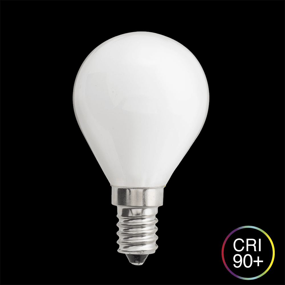 LED E14 Kugellampe opal 4W 3000K Dimmbar Weiß Von Unison - Mit einer Farbtemperatur von 3000K gibt sie ein warmwei&szlig;es Licht ab, das sich f&uuml;r Bereiche eignet, in denen eine sanfte und warme Atmosph&auml;re gew&uuml;nscht ist.