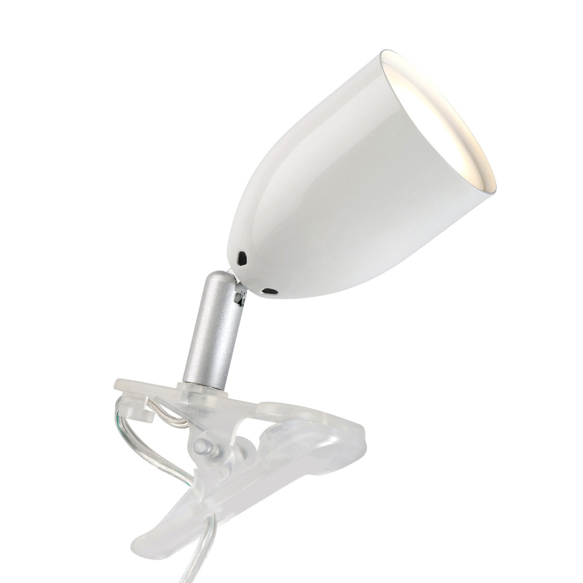 Leo Weiß klemmlampe Von Brilliant - Die Klemmleuchte Leo ist eine flexible Beleuchtungslösung, die sich bei begrenztem Platz einfach an Tischkanten oder Regalen befestigen lässt.