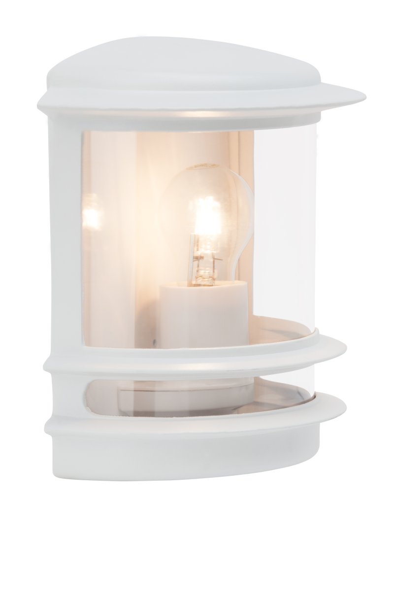 Hollywood Weiß außenlampe Von Brilliant - Die Hollywood-Außenwandleuchte ist eine vielseitige Wahl, die perfekt neben die Haustür oder als dekorative Beleuchtung auf einer Terrasse passt.
