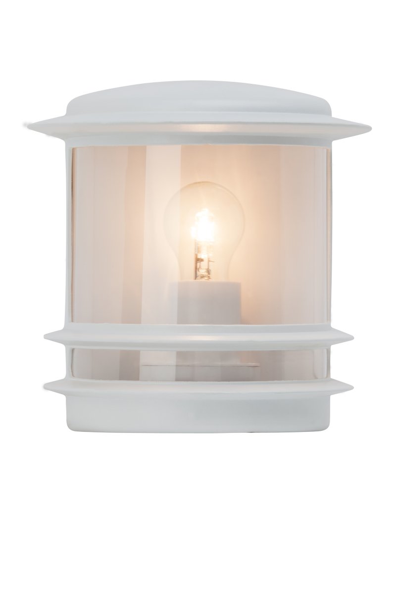 Hollywood Weiß außenlampe Von Brilliant - Die Hollywood-Außenwandleuchte ist eine vielseitige Wahl, die perfekt neben die Haustür oder als dekorative Beleuchtung auf einer Terrasse passt.