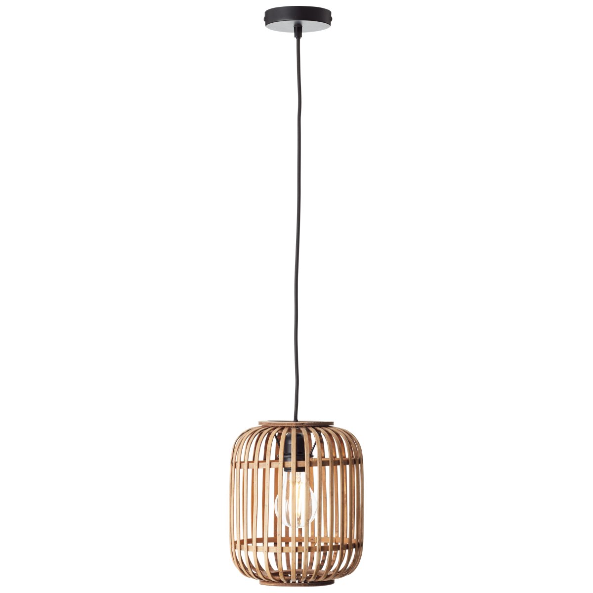 Woodrow Ø22 Natur hängelampe Von Brilliant - Hergestellt aus nachwachsendem und umweltfreundlichem Bambus, schafft diese Lampe eine gemütliche Atmosphäre im Raum, egal ob sie über dem Sofa oder dem Esstisch platziert wird.